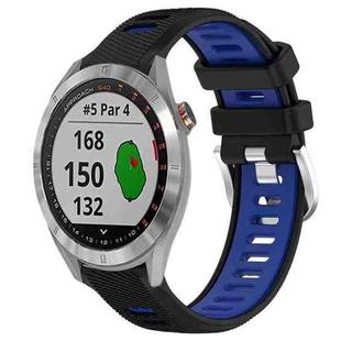 For Garmin Approach S40 20mm Sports Two-Color Steel Buckle Silicone Watch Band(Black+Blue)