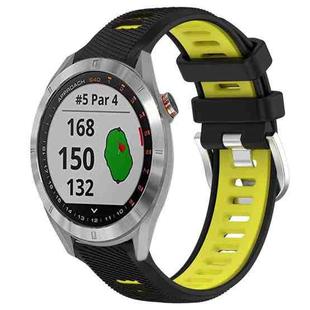 For Garmin Approach S40 20mm Sports Two-Color Steel Buckle Silicone Watch Band(Black+Lime Green)