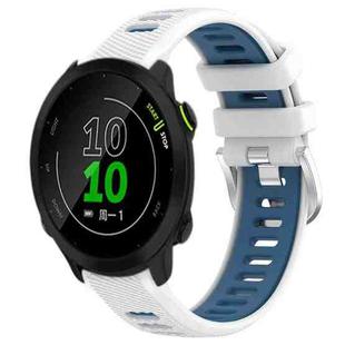 For Garmin Forerunner 158 20mm Sports Two-Color Steel Buckle Silicone Watch Band(White+Blue)