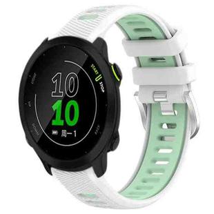For Garmin Forerunner 158 20mm Sports Two-Color Steel Buckle Silicone Watch Band(White+Teal)