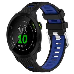 For Garmin Forerunner 158 20mm Sports Two-Color Steel Buckle Silicone Watch Band(Black+Blue)