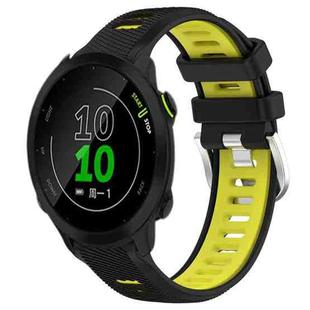 For Garmin Forerunner 158 20mm Sports Two-Color Steel Buckle Silicone Watch Band(Black+Lime Green)