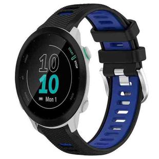 For Garmin Forerunner 55 20mm Sports Two-Color Steel Buckle Silicone Watch Band(Black+Blue)