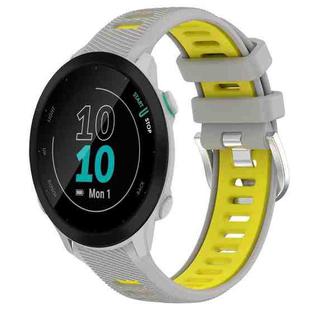 For Garmin Forerunner 55 20mm Sports Two-Color Steel Buckle Silicone Watch Band(Grey+Yellow)