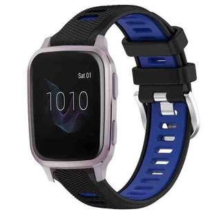 For Garmin Venu SQ 20mm Sports Two-Color Steel Buckle Silicone Watch Band(Black+Blue)