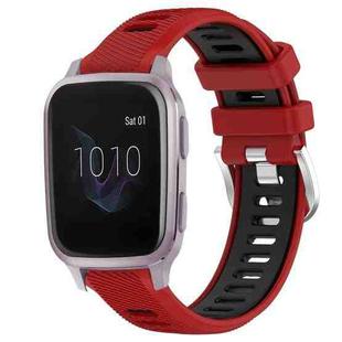 For Garmin Venu SQ 20mm Sports Two-Color Steel Buckle Silicone Watch Band(Red+Black)