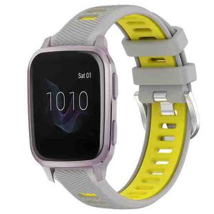 For Garmin Venu SQ 20mm Sports Two-Color Steel Buckle Silicone Watch Band(Grey+Yellow)