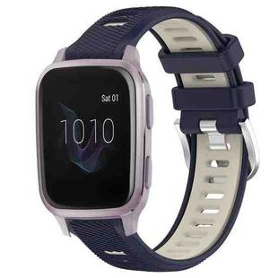 For Garmin Venu SQ 20mm Sports Two-Color Steel Buckle Silicone Watch Band(Midnight Blue+Starlight)