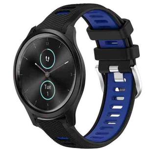 For Garmin VivoMove Style 20mm Sports Two-Color Steel Buckle Silicone Watch Band(Black+Blue)