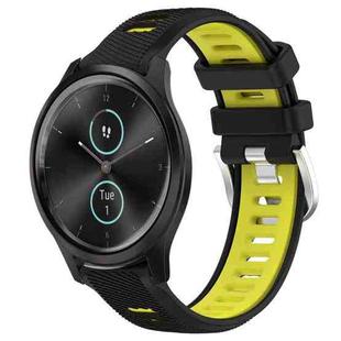 For Garmin VivoMove Style 20mm Sports Two-Color Steel Buckle Silicone Watch Band(Black+Lime Green)