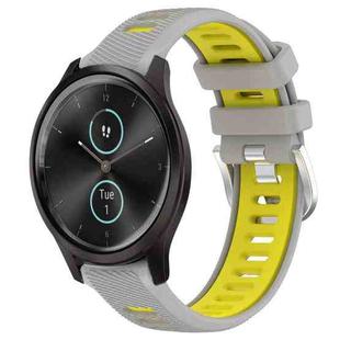 For Garmin VivoMove Style 20mm Sports Two-Color Steel Buckle Silicone Watch Band(Grey+Yellow)