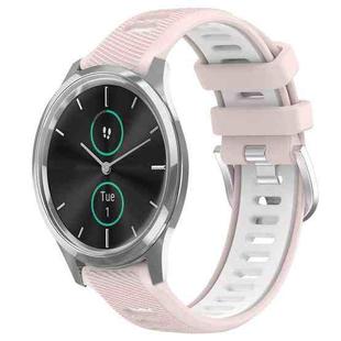 For Garmin VivoMove Luxe 20mm Sports Two-Color Steel Buckle Silicone Watch Band(Pink+White)