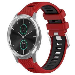 For Garmin VivoMove Luxe 20mm Sports Two-Color Steel Buckle Silicone Watch Band(Red+Black)