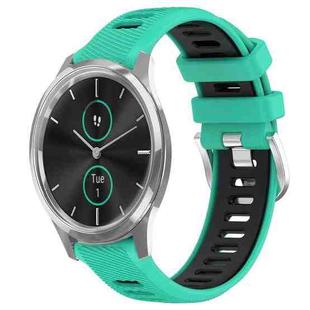 For Garmin VivoMove Luxe 20mm Sports Two-Color Steel Buckle Silicone Watch Band(Lake Blue+Black)