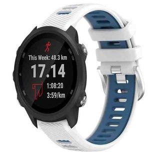 For Garmin Forerunner 245 20mm Sports Two-Color Steel Buckle Silicone Watch Band(White+Blue)