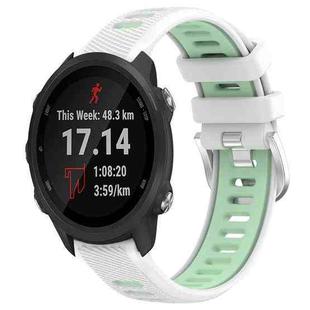 For Garmin Forerunner 245 20mm Sports Two-Color Steel Buckle Silicone Watch Band(White+Teal)