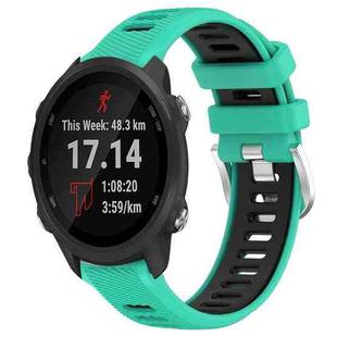 For Garmin Forerunner 245 20mm Sports Two-Color Steel Buckle Silicone Watch Band(Lake Blue+Black)