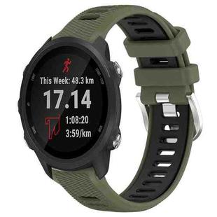 For Garmin Forerunner 245 Music 20mm Sports Two-Color Steel Buckle Silicone Watch Band(Army Green+Black)