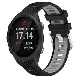 For Garmin Forerunner 245 Music 20mm Sports Two-Color Steel Buckle Silicone Watch Band(Black+Grey)