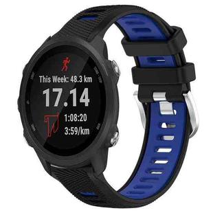 For Garmin Forerunner 245 Music 20mm Sports Two-Color Steel Buckle Silicone Watch Band(Black+Blue)