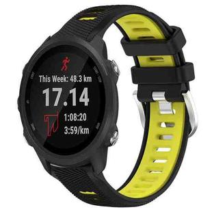 For Garmin Forerunner 245 Music 20mm Sports Two-Color Steel Buckle Silicone Watch Band(Black+Lime Green)