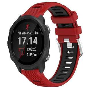 For Garmin Forerunner 245 Music 20mm Sports Two-Color Steel Buckle Silicone Watch Band(Red+Black)