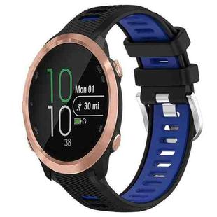 For Garmin Forerunner 645 Music 20mm Sports Two-Color Steel Buckle Silicone Watch Band(Black+Blue)