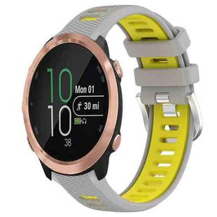 For Garmin Forerunner 645 Music 20mm Sports Two-Color Steel Buckle Silicone Watch Band(Grey+Yellow)