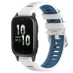 For Garmin Forerunner Sq2 20mm Sports Two-Color Steel Buckle Silicone Watch Band(White+Blue)