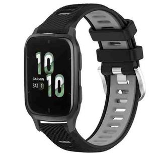 For Garmin Forerunner Sq2 20mm Sports Two-Color Steel Buckle Silicone Watch Band(Black+Grey)