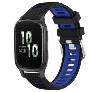 For Garmin Forerunner Sq2 20mm Sports Two-Color Steel Buckle Silicone Watch Band(Black+Blue)