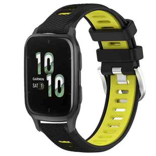 For Garmin Forerunner Sq2 20mm Sports Two-Color Steel Buckle Silicone Watch Band(Black+Lime Green)