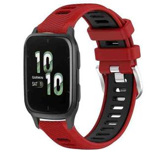 For Garmin Forerunner Sq2 20mm Sports Two-Color Steel Buckle Silicone Watch Band(Red+Black)