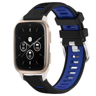 For Garmin Forerunner Sq2 Music 20mm Sports Two-Color Steel Buckle Silicone Watch Band(Black+Blue)