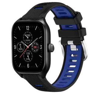 For Amazfit GTS 4 22mm Cross Texture Two Color Silicone Steel Buckle Watch Band(Black+Blue)