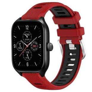 For Amazfit GTS 4 22mm Cross Texture Two Color Silicone Steel Buckle Watch Band(Red+Black)