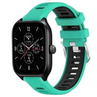 For Amazfit GTS 4 22mm Cross Texture Two Color Silicone Steel Buckle Watch Band(Lake Blue+Black)