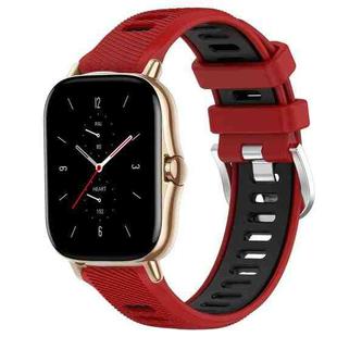 For Amazfit GTS 2 22mm Cross Texture Two Color Silicone Steel Buckle Watch Band(Red+Black)