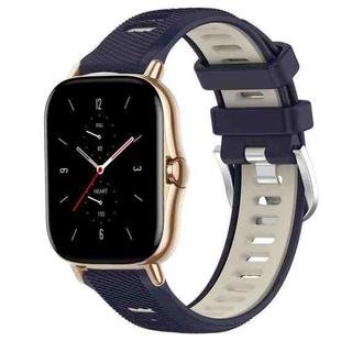 For Amazfit GTS 2 22mm Cross Texture Two Color Silicone Steel Buckle Watch Band(Midnight Blue + Starlight)