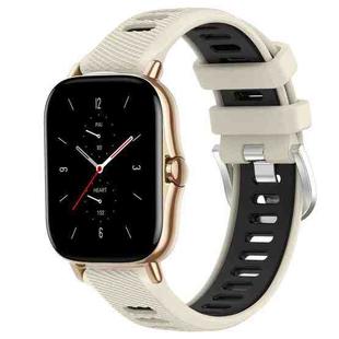 For Amazfit GTS 2 22mm Cross Texture Two Color Silicone Steel Buckle Watch Band(Starlight+Black)