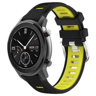 For Amazfit GTR 42mm 22mm Cross Texture Two Color Silicone Steel Buckle Watch Band(Black+Lime Green)