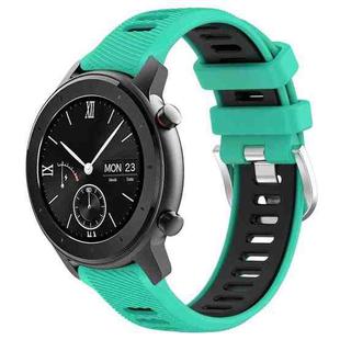 For Amazfit GTR 42mm 22mm Cross Texture Two Color Silicone Steel Buckle Watch Band(Lake Blue+Black)