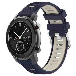 For Amazfit GTR 42mm 22mm Cross Texture Two Color Silicone Steel Buckle Watch Band(Midnight Blue + Starlight)