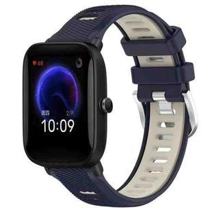 For Amazfit Pop 22mm Cross Texture Two Color Silicone Steel Buckle Watch Band(Midnight Blue + Starlight)