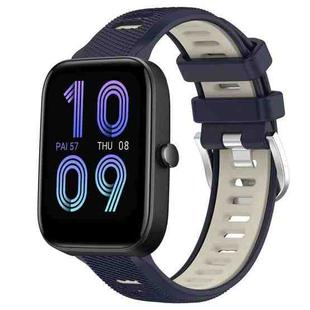 For Amazfit Bip 3 22mm Cross Texture Two Color Silicone Steel Buckle Watch Band(Midnight Blue + Starlight)