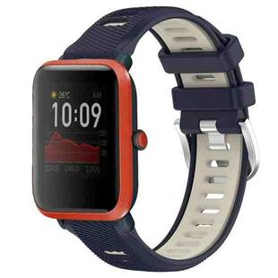 For Amazfit Bip 1S 22mm Cross Texture Two Color Silicone Steel Buckle Watch Band(Midnight Blue + Starlight)