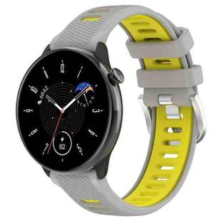 For Amazfit Bip 1S 20mm Cross Texture Two Color Silicone Steel Buckle Watch Band(Grey+Yellow)