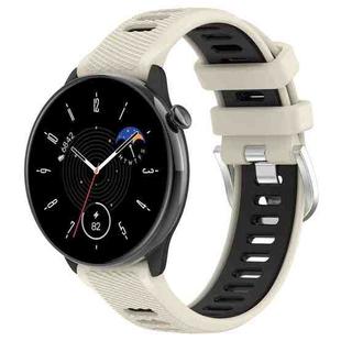 For Amazfit Bip 1S 20mm Cross Texture Two Color Silicone Steel Buckle Watch Band(Starlight+Black)