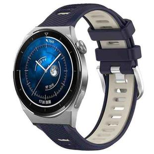 For Huawei Watch GT3 Pro 43mm 20mm Sports Two-Color Steel Buckle Silicone Watch Band(Midnight Blue+Starlight)