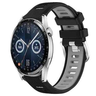 For Huawei Watch GT3 42mm 20mm Sports Two-Color Steel Buckle Silicone Watch Band(Black+Grey)